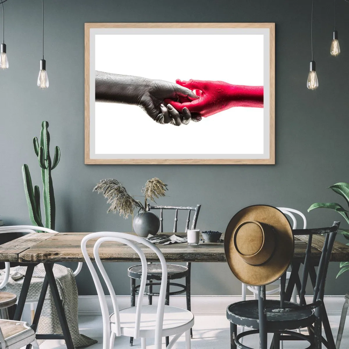 Plagát v ráme zo svetlého duba - Spolu aj keď sme odlišní - 40x30 cm