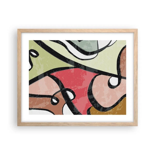 Plagát v ráme zo svetlého duba - Piruety uprostred farieb - 50x40 cm