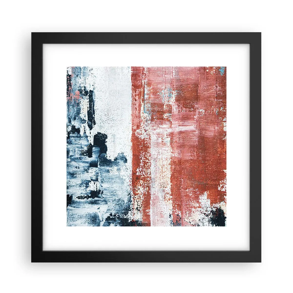 Plagát v čiernom ráme - Abstraktné pol na pol - 30x30 cm