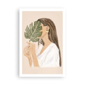 Plagát - Tajomný portrét s vejárom - 61x91 cm