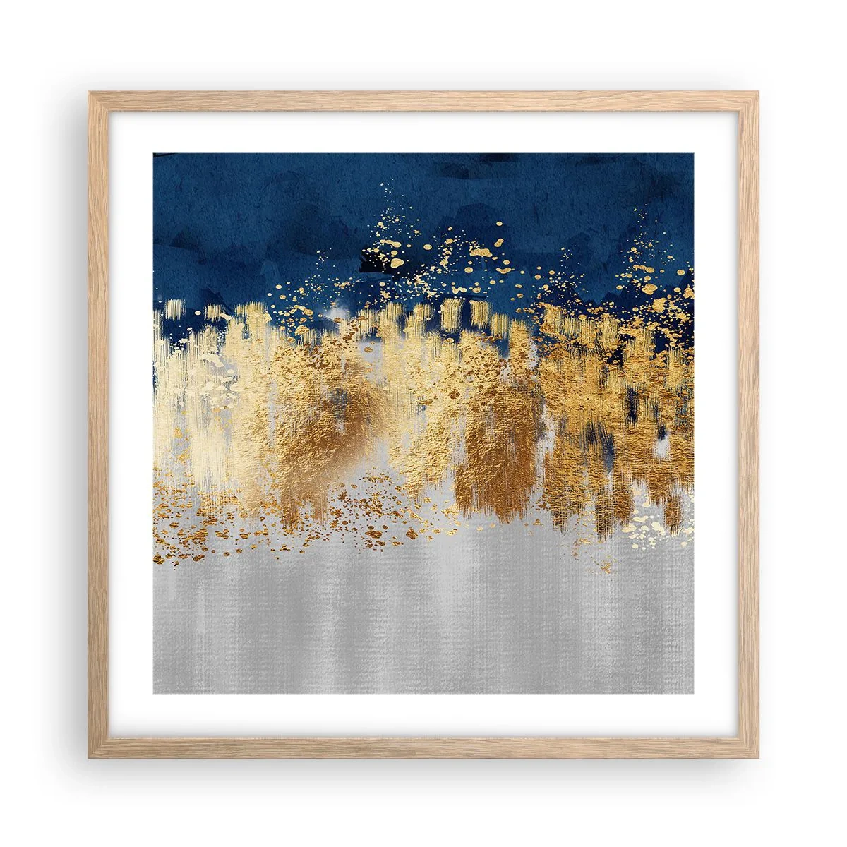 Plagát v ráme zo svetlého duba - Moderná kompozícia s iskrou - 50x50 cm