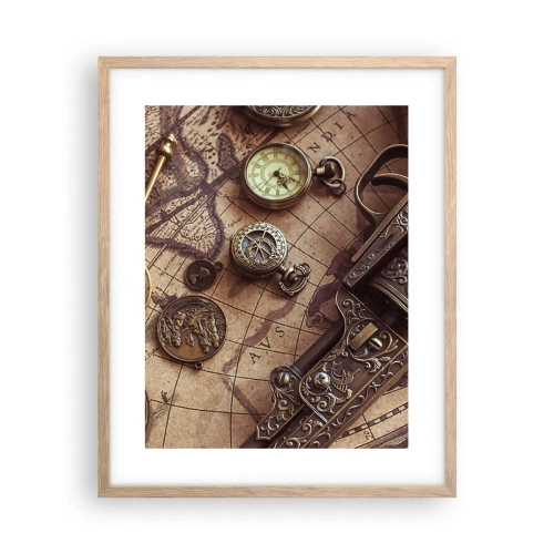 Plagát v ráme zo svetlého duba - Dobrodružstvo volá - 40x50 cm