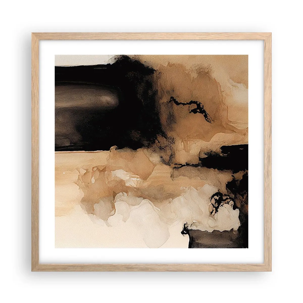 Plagát v ráme zo svetlého duba - Pútavá abstrakcia - 50x50 cm