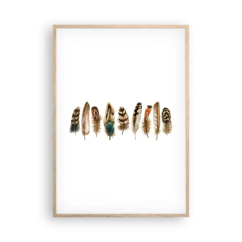 Plagát v ráme zo svetlého duba - Operená variácia - 70x100 cm