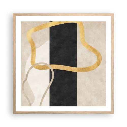 Plagát v ráme zo svetlého duba - Tvary v slučke - 60x60 cm