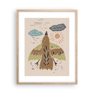 Plagát v ráme zo svetlého duba - Radostný let - 40x50 cm