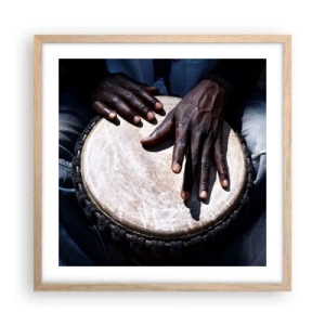 Plagát v ráme zo svetlého duba - Žite vo svojom rytme - 50x50 cm