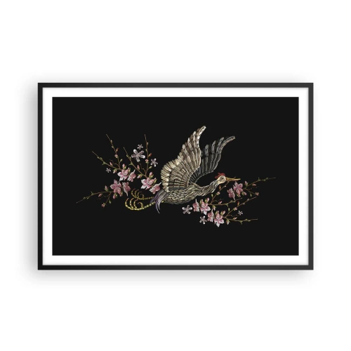 Plagát v čiernom ráme - Exotický vyšívaný vták - 91x61 cm