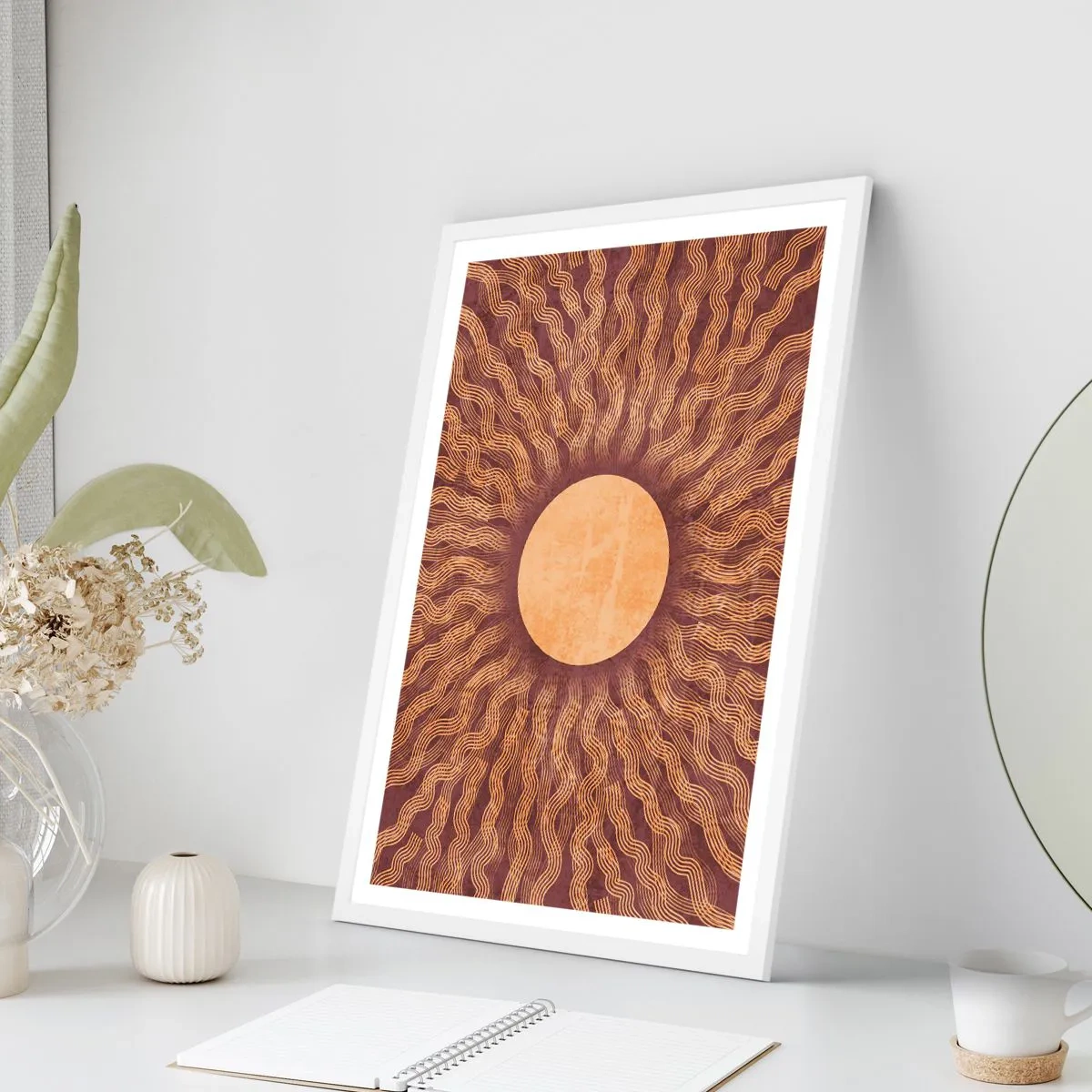 Plagát v bielom ráme - Ikona slnka - 50x70 cm