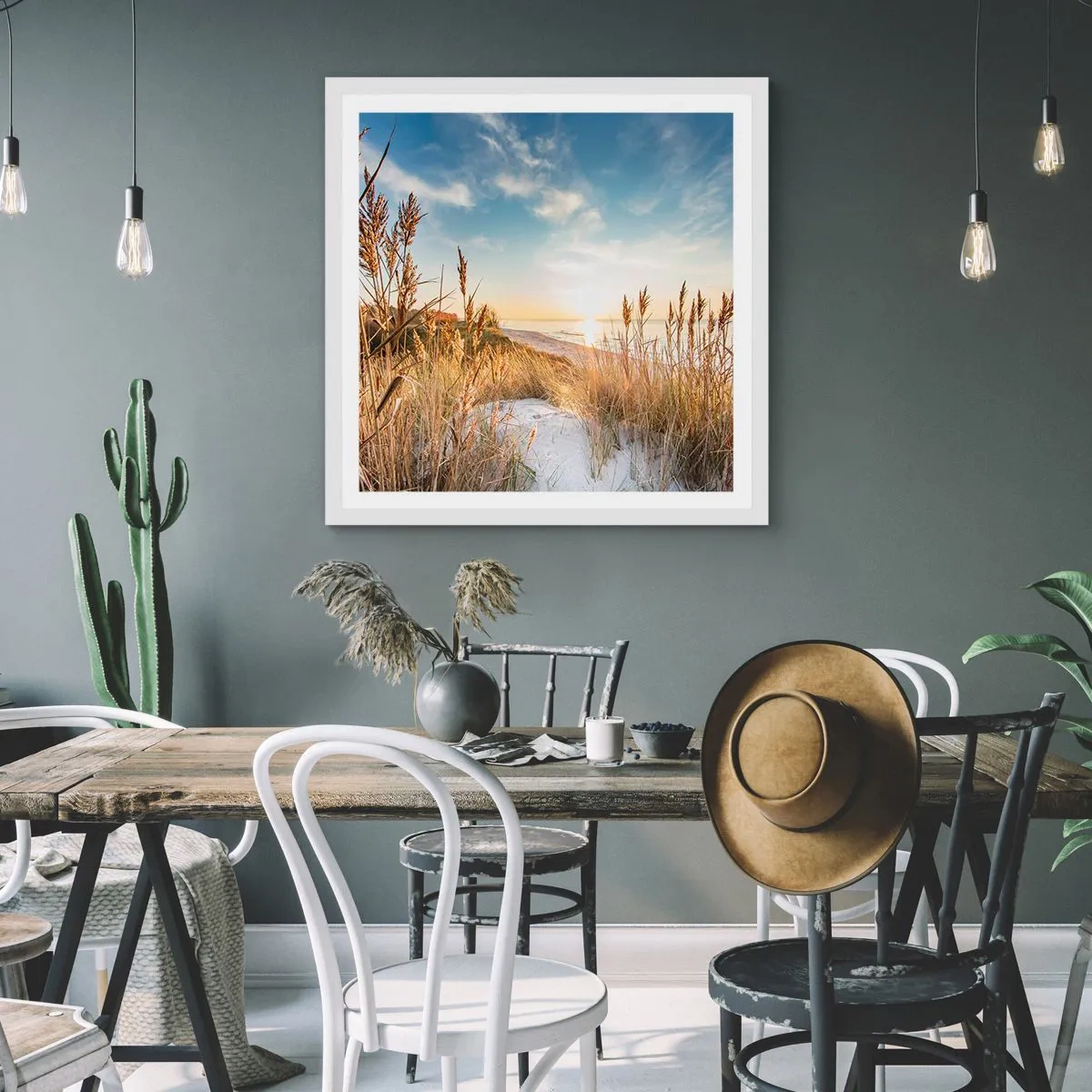 Plagát v bielom ráme - Severná pláž - 30x30 cm