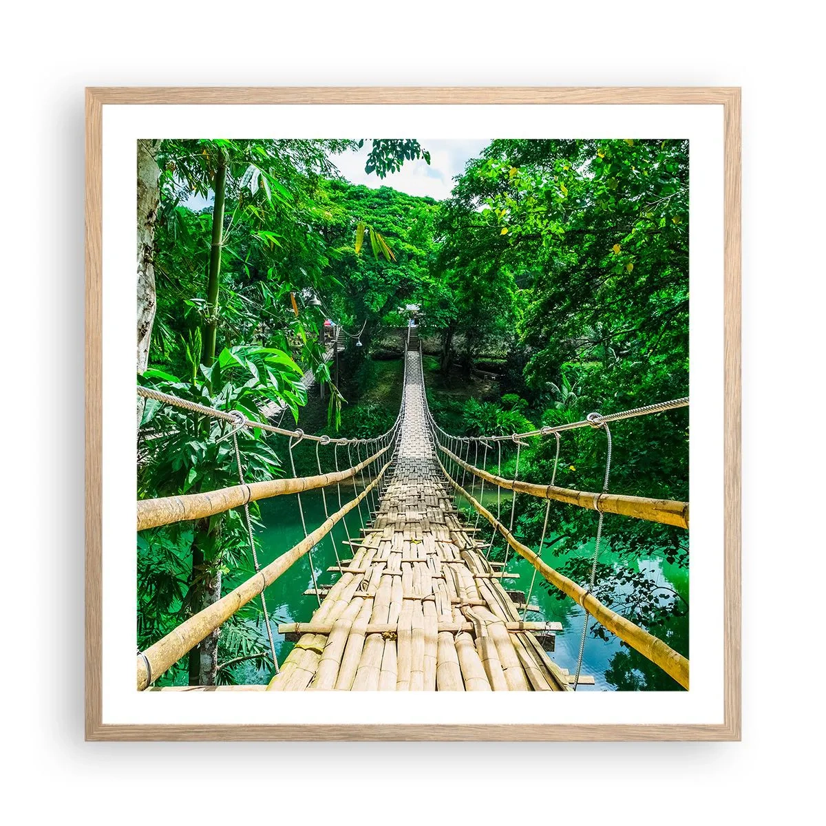 Plagát v ráme zo svetlého duba - Opičí most nad zeleňou - 60x60 cm