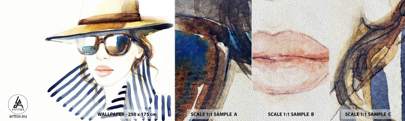 Vzorka fototapety Premium Sand - Florida víta! - Ženská tvár, Portrét ženy, Móda - 100x30 cm