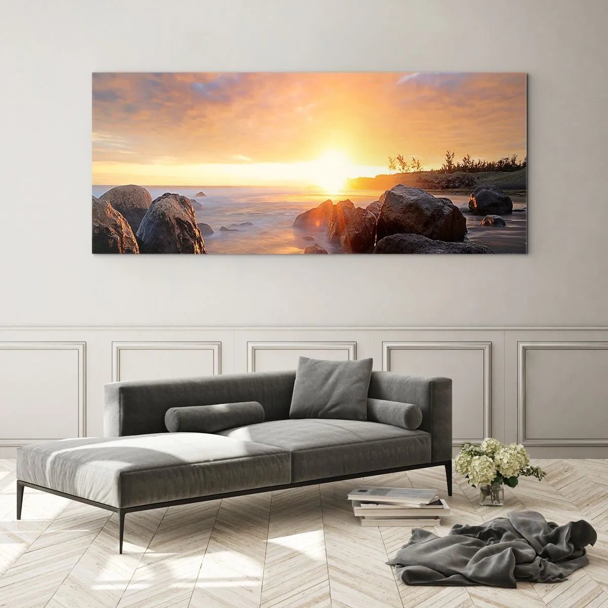 Obraz na skle - Svetlý večerný vánok - 160x50 cm