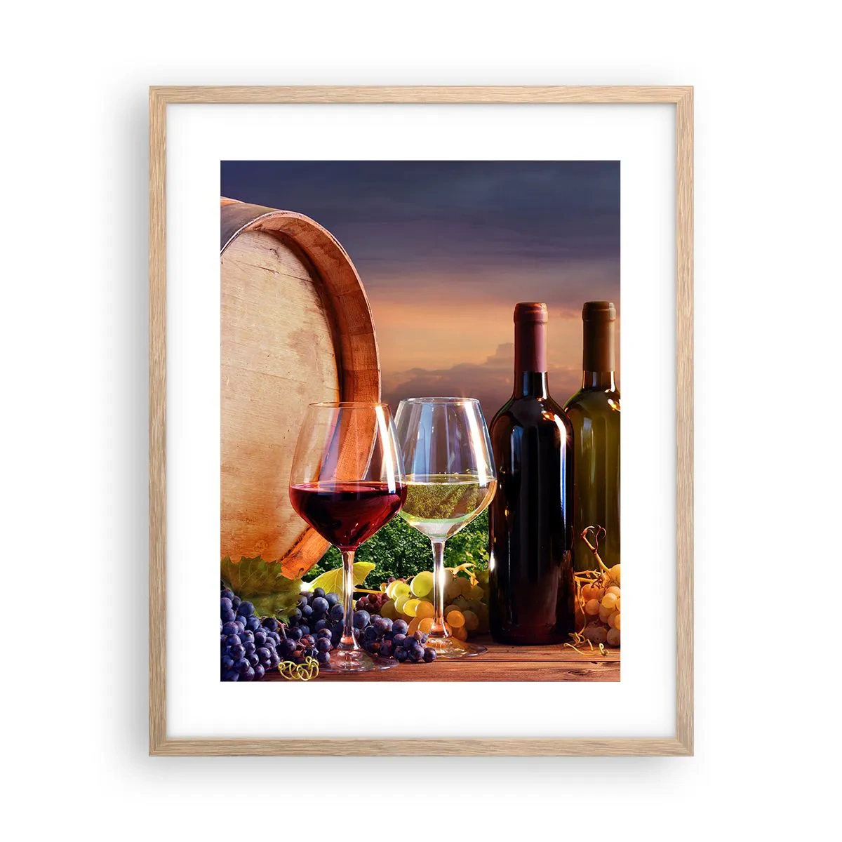 Plagát v ráme zo svetlého duba - Tu má život chuť - 40x50 cm