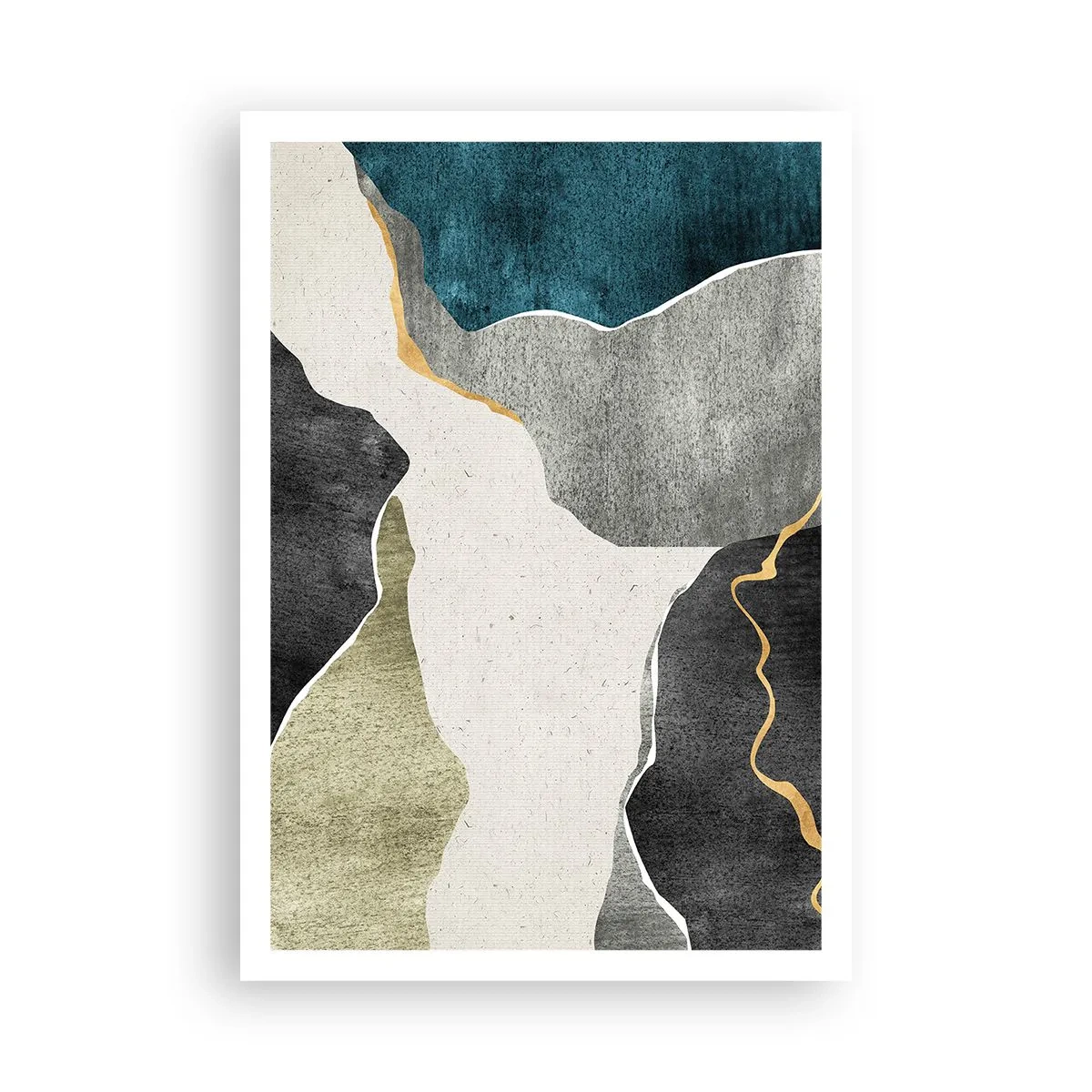 Plagát - Mozaiková kompozícia so zlatou niťou - 70x100 cm