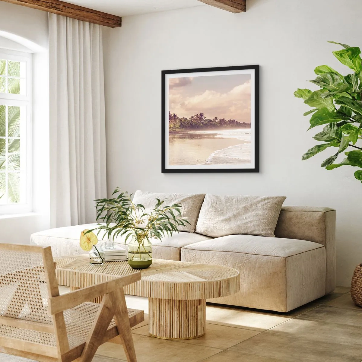 Plagát v čiernom ráme - Pohladenie vĺn - 50x50 cm