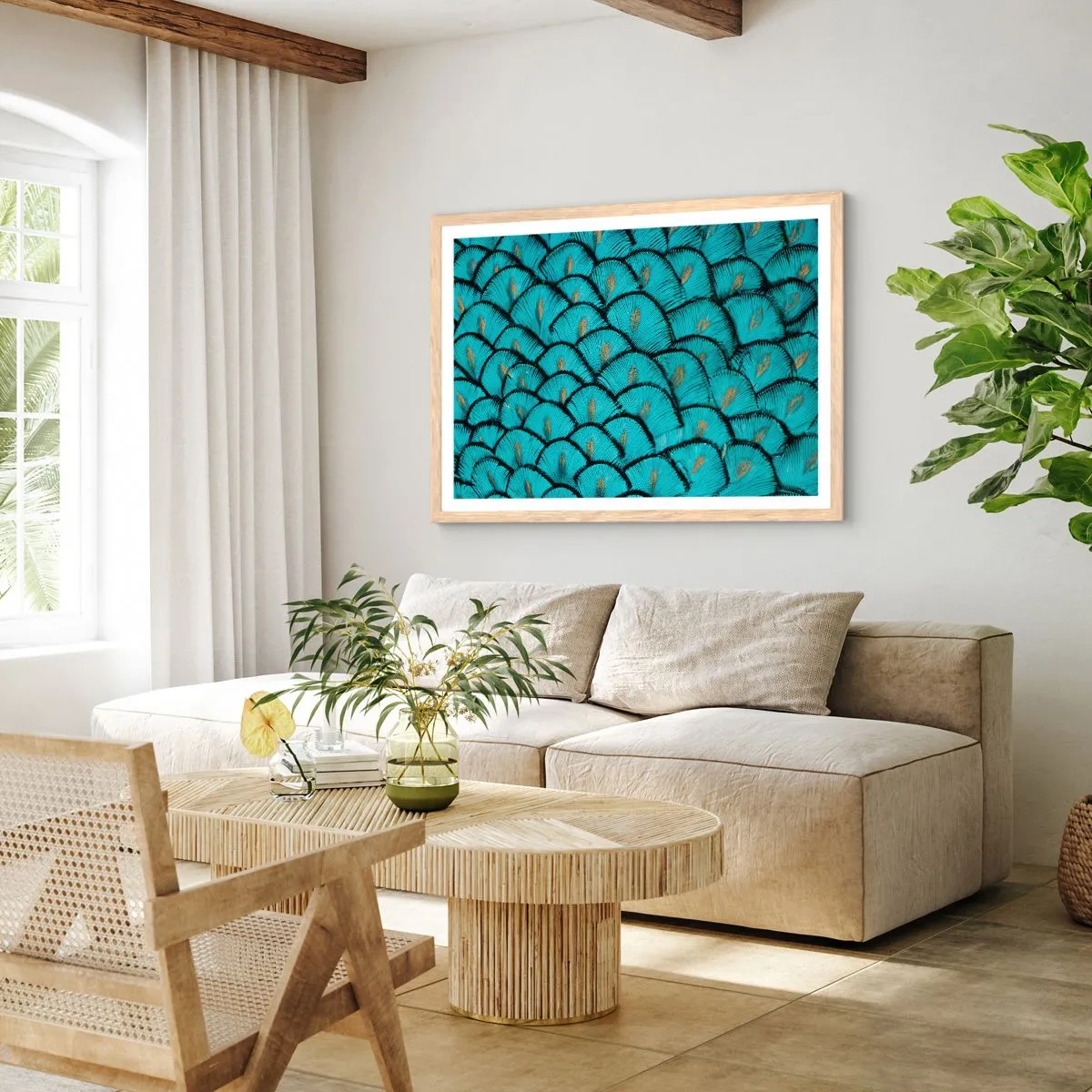 Plagát v ráme zo svetlého duba - Veľká slávnosť peria - 100x70 cm