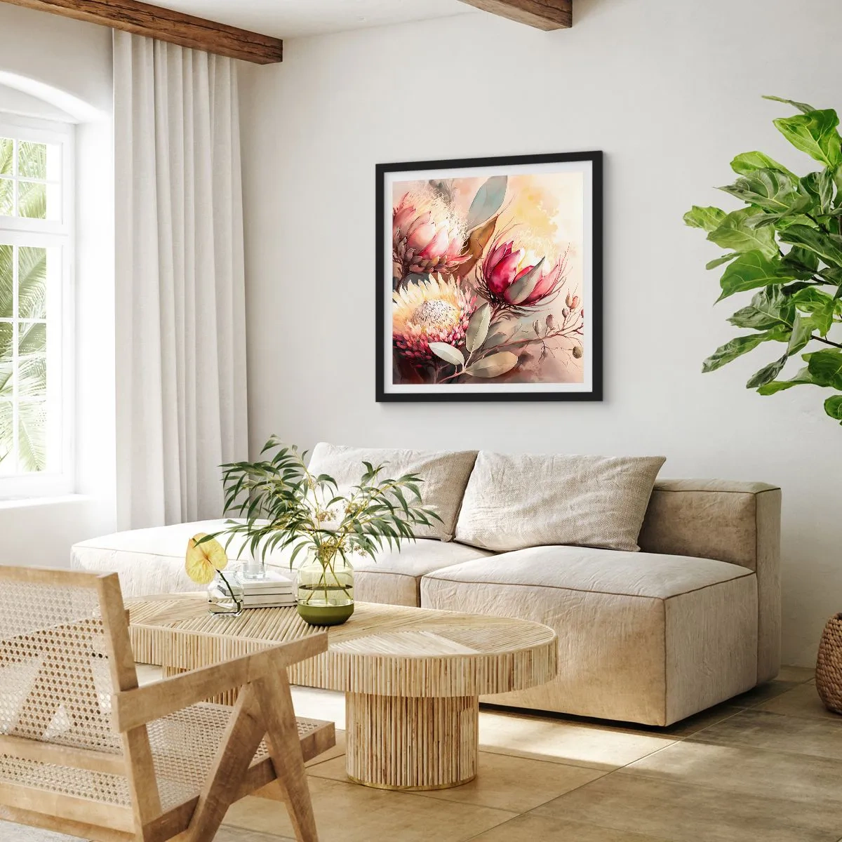 Plagát v čiernom ráme - Z profilu a en face - 50x50 cm