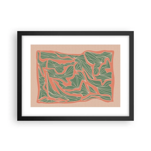 Plagát v čiernom ráme - Súboj koralov a zelene - 40x30 cm