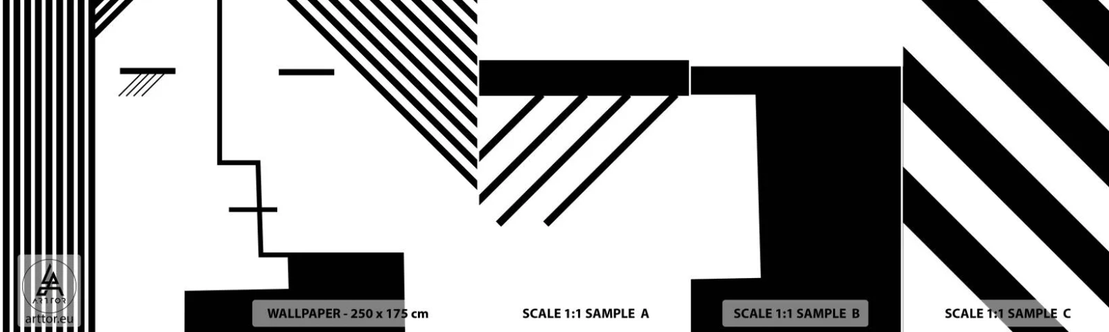 Vzorka samolepiacej fototapety Deluxe Sticker - Proste bozk - Moderné umenie, Čierna a biela, Tvár - 100x30 cm