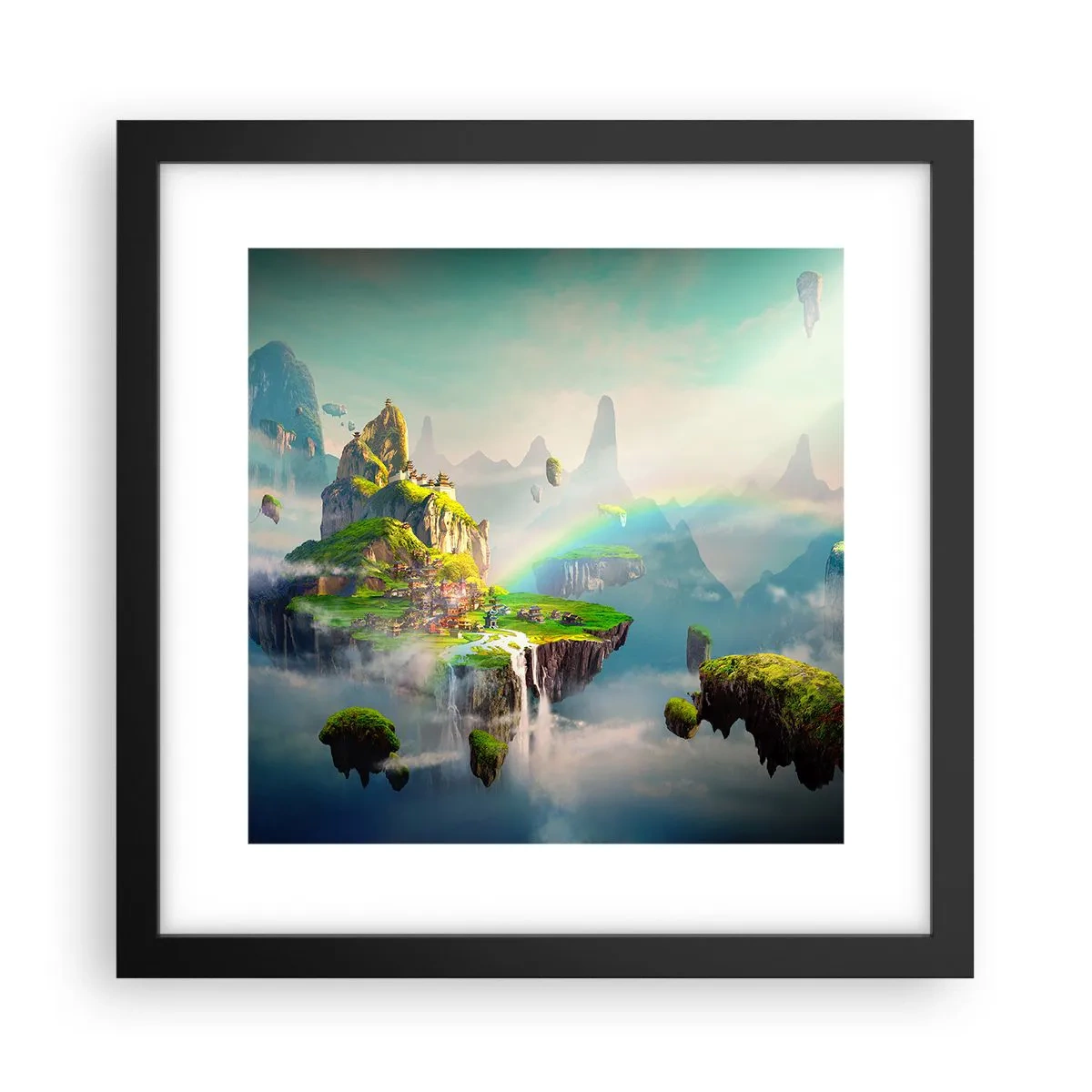 Plagát v čiernom ráme - Uprostred neba - šťastné ostrovy - 30x30 cm