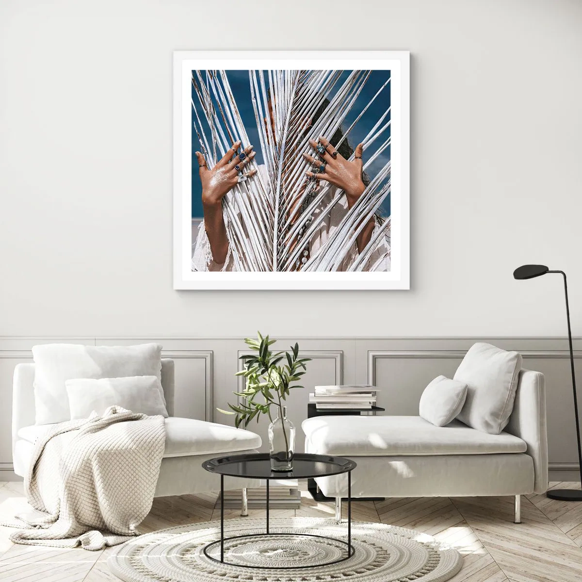 Plagát v bielom ráme - Šamanové dievča? - 60x60 cm