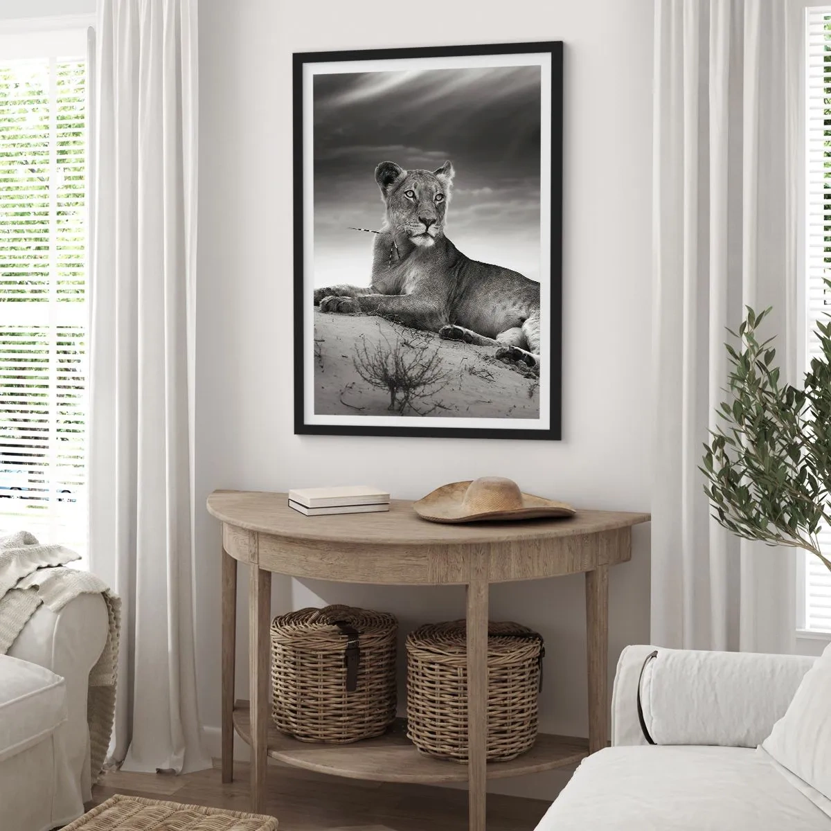 Plagát v čiernom ráme - Odpočinok kráľovnej púšte - 61x91 cm