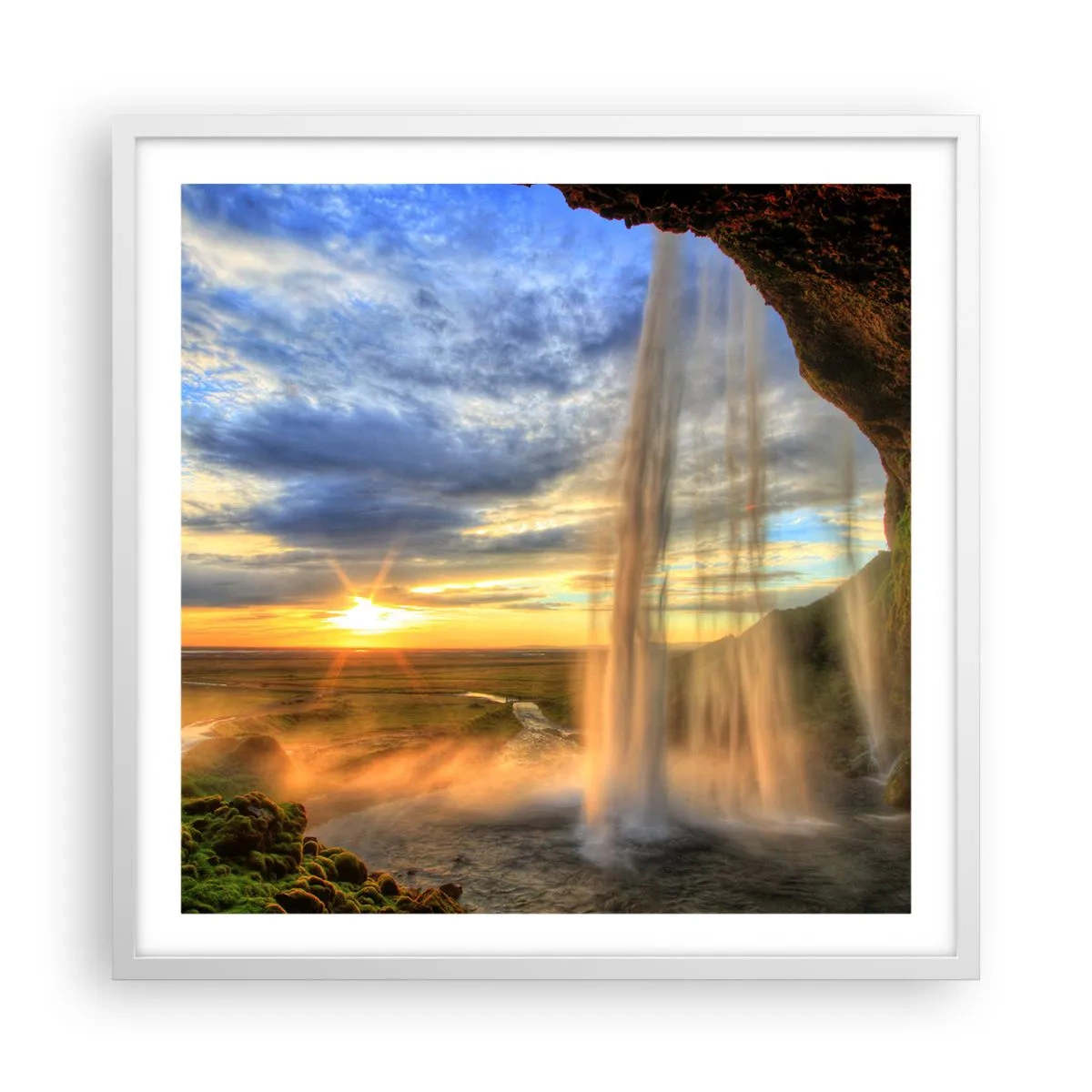 Plagát v bielom ráme - Svet za závojom kvapiek  - 60x60 cm