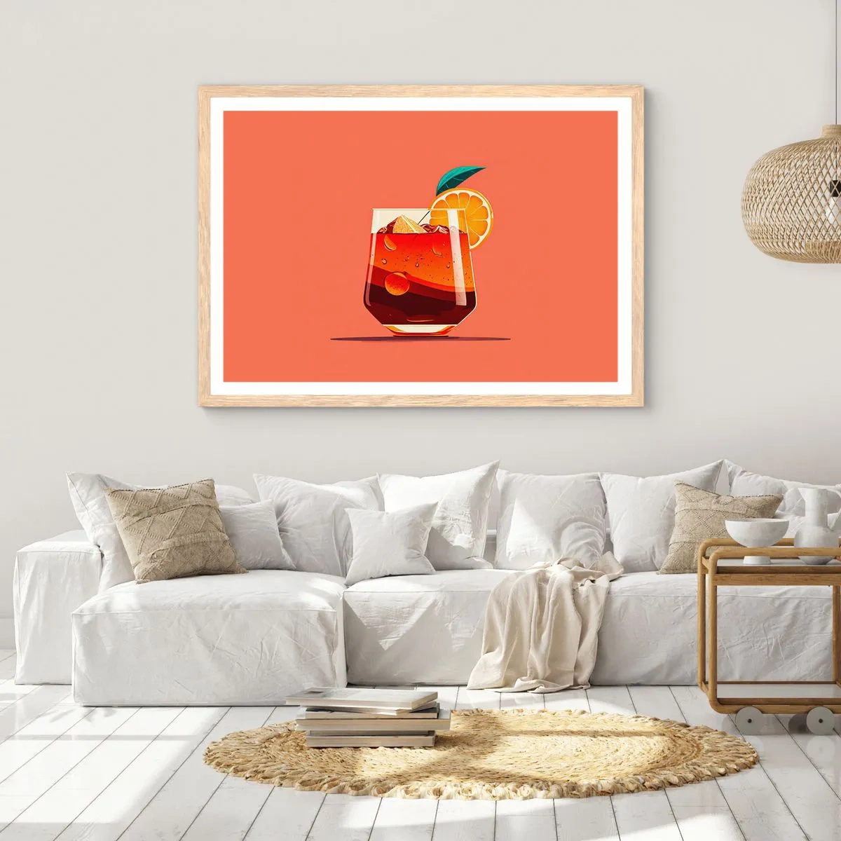 Plagát v ráme zo svetlého duba - Letné osvieženie - 50x40 cm