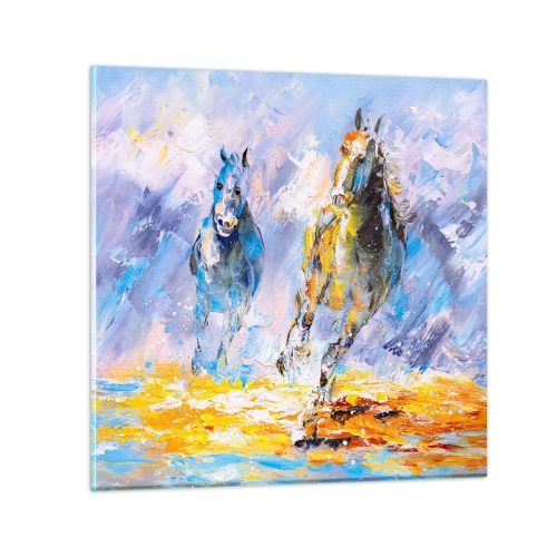 Obraz na skle - Cvalom cez žiaru - 50x50 cm