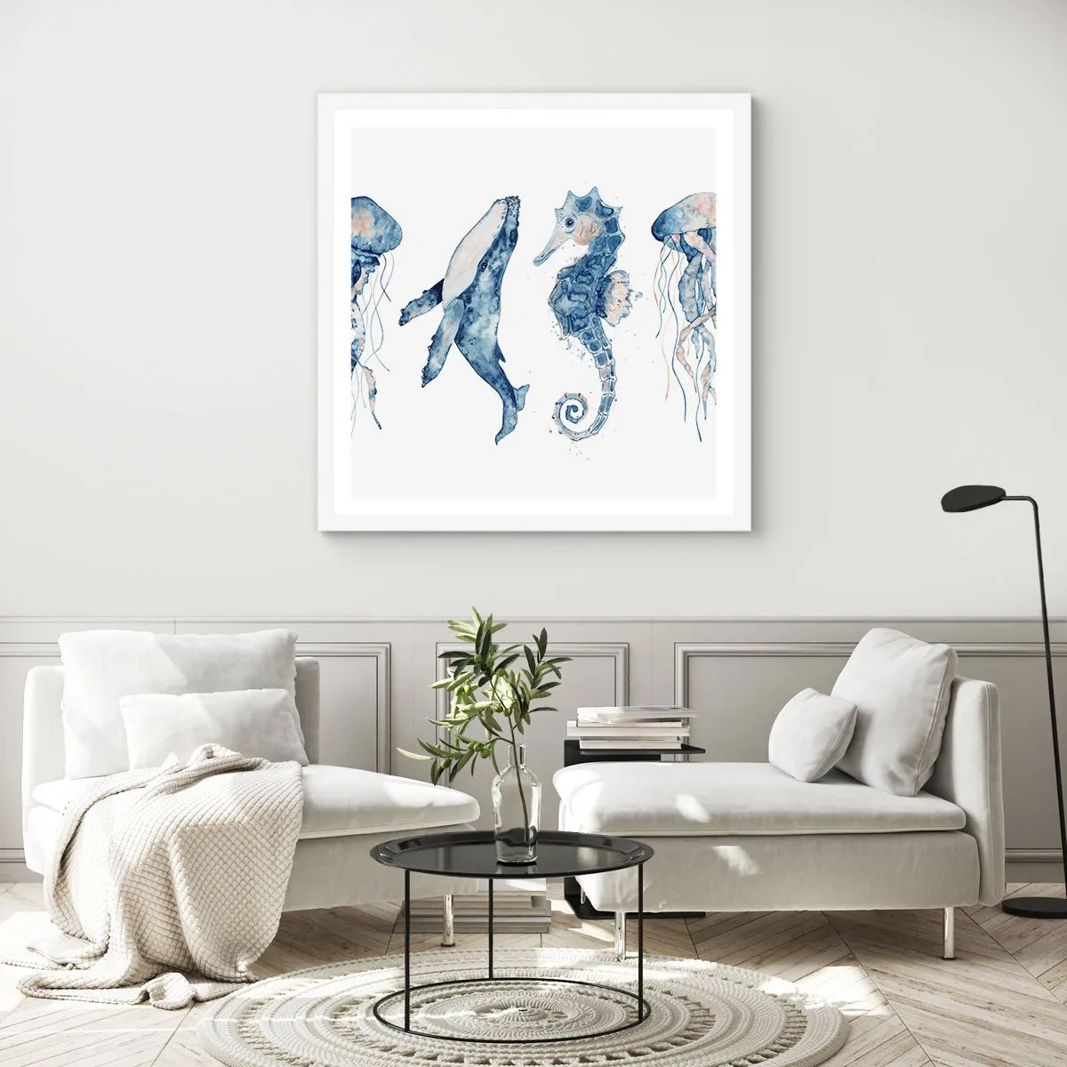 Plagát v bielom ráme - Morská divočina - 60x60 cm