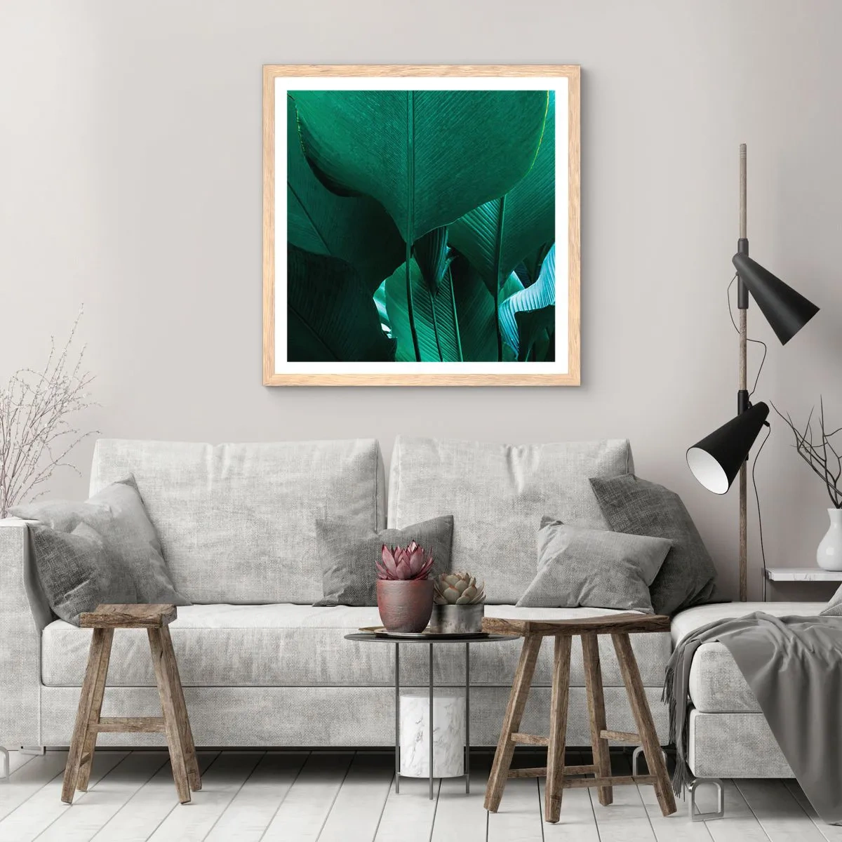 Plagát v ráme zo svetlého duba - Obrátené k svetlu - 30x30 cm