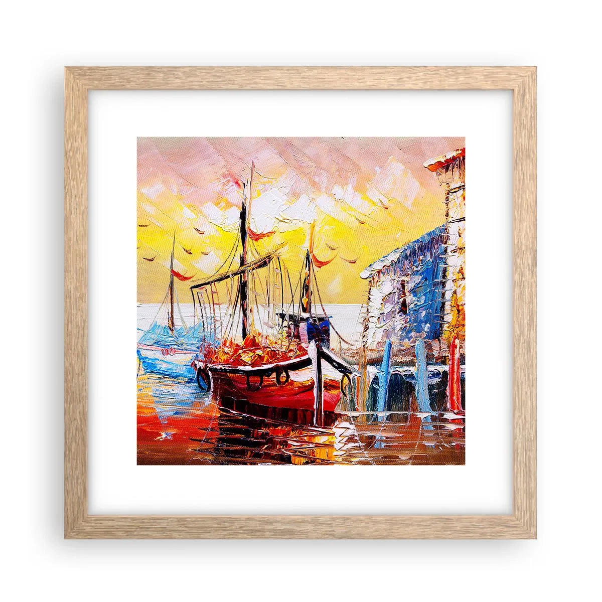 Plagát v ráme zo svetlého duba - Šťastný návrat - 30x30 cm