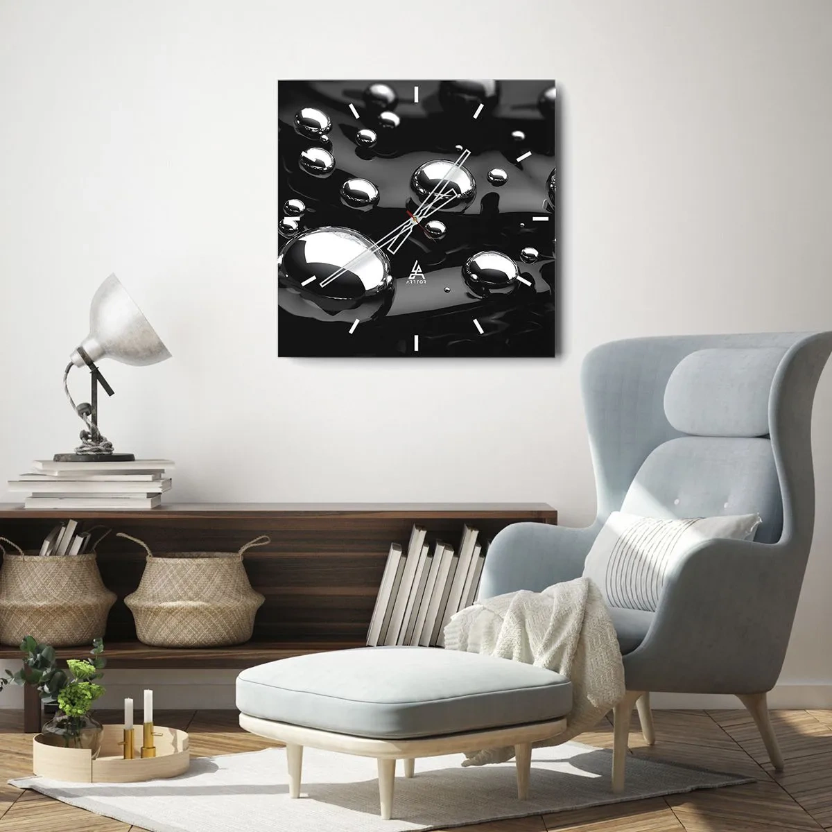 Nástenné hodiny - Z čiernej tône - 30x30 cm