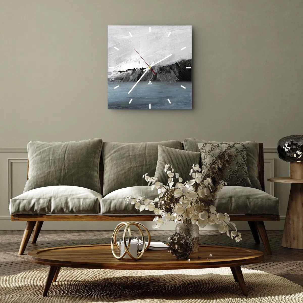 Nástenné hodiny - Voda – zem: stret živlov - 30x30 cm