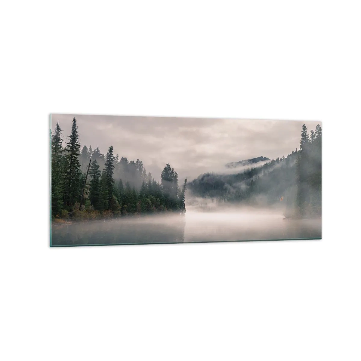 Obraz na skle - V zamyslení, v hmle - 120x50 cm