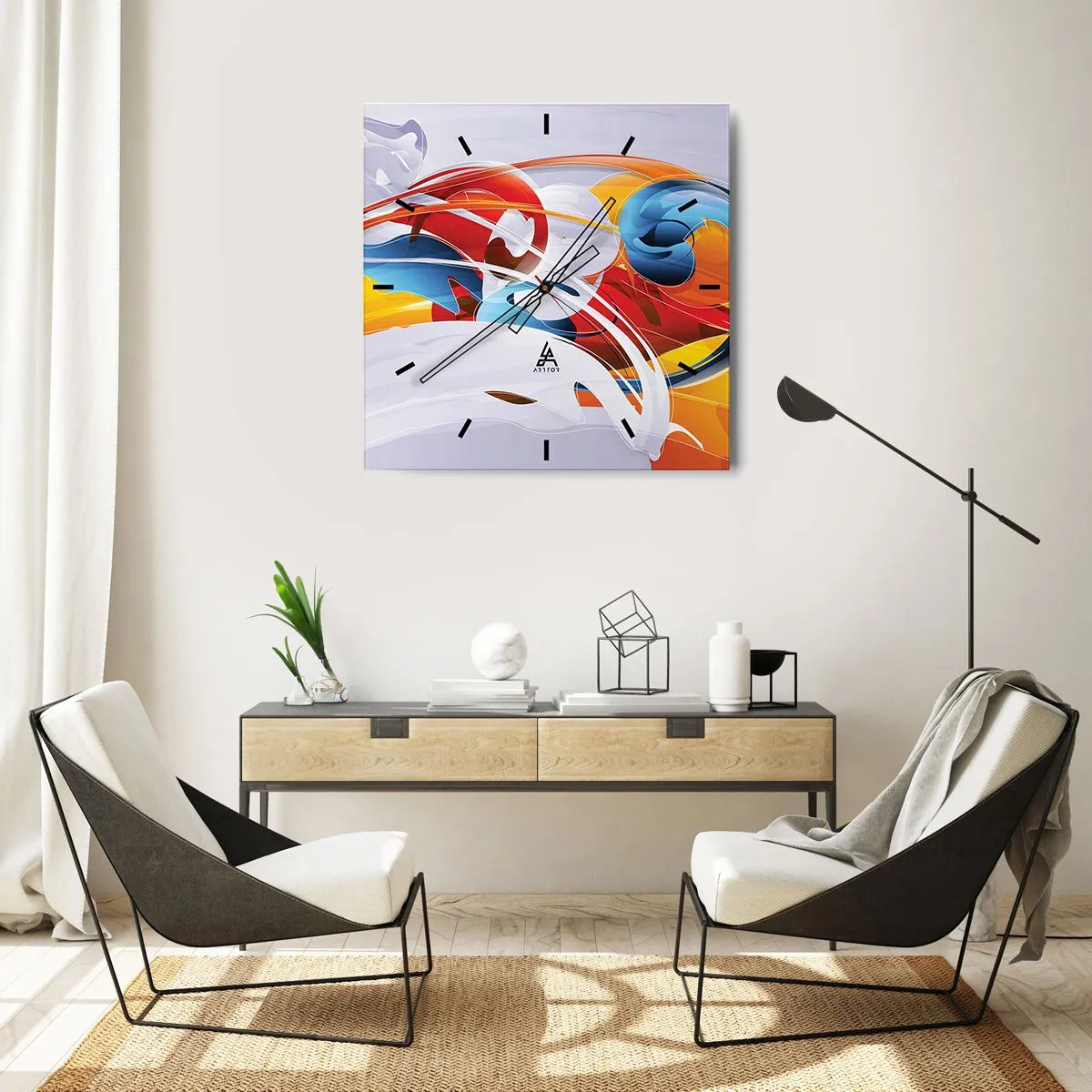 Nástenné hodiny - Tanec živlov - 40x40 cm