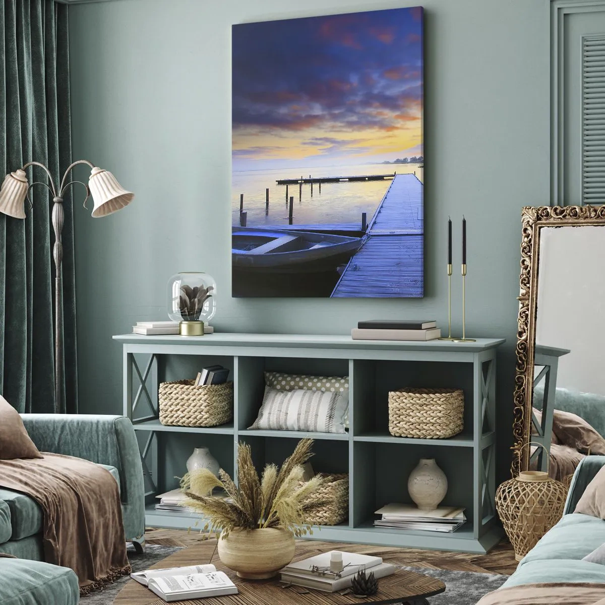 Obraz na plátne - Fialovo-zlatý pokoj - 70x100 cm
