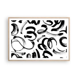 Plagát v ráme zo svetlého duba - Čierne na bielom - 100x70 cm