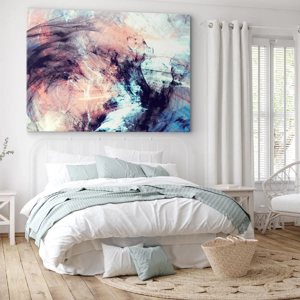 Obraz na plátne - Abstraktná kompozícia v pastelových a tmavých tónoch - 70x50cm - Vnímaj vietor - Moderná nástenná dekorácia do obývacej izby a spálne ARTTOR