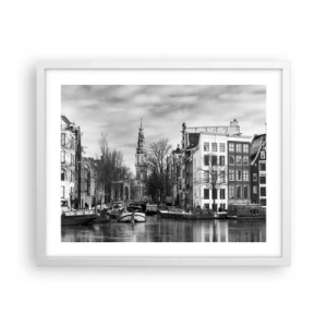 Plagát v bielom ráme - Amsterdamské vibrácie - 50x40 cm