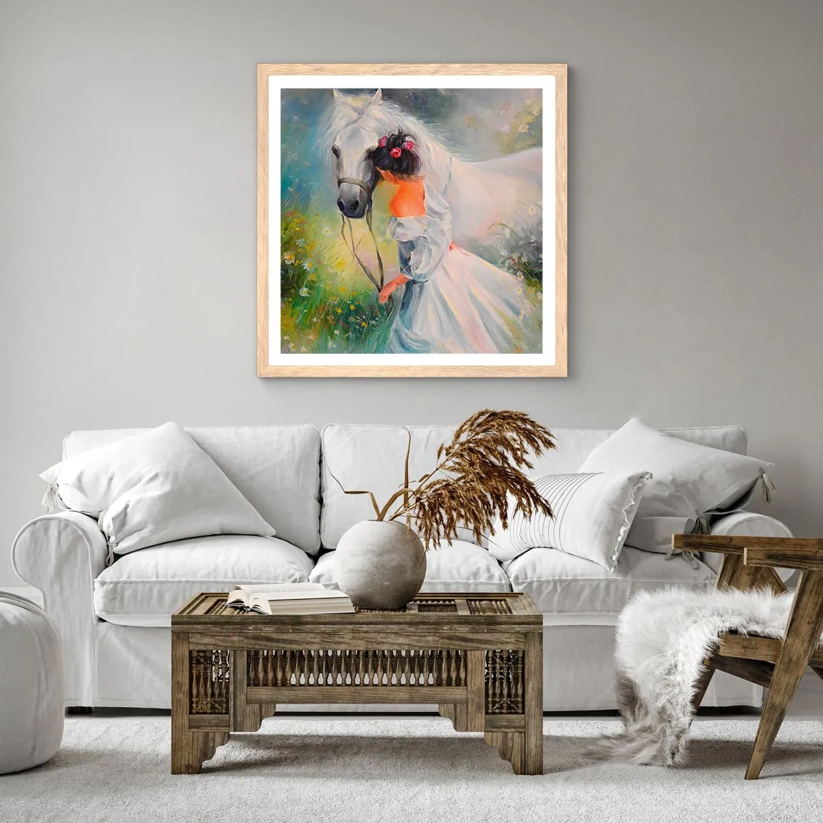 Plagát v ráme zo svetlého duba - Ako z krásneho sna - 50x50 cm