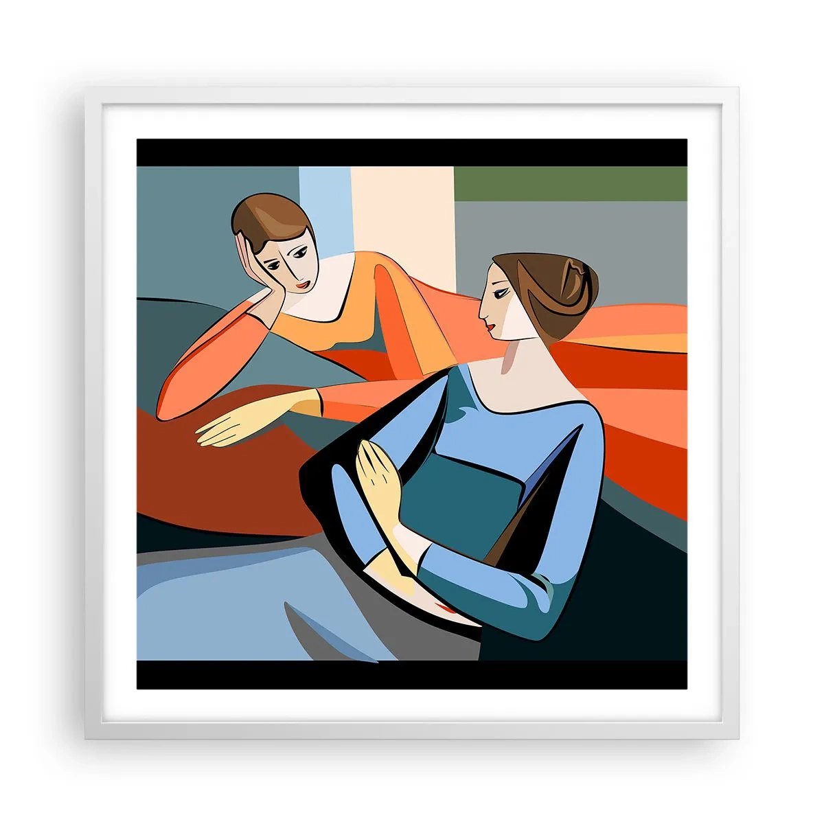 Plagát v bielom ráme - Dôverná chvíľa - 60x60 cm