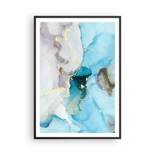 Plagát v čiernom ráme - Štúdia o stretnutí šedej a tyrkysovej - 70x100 cm