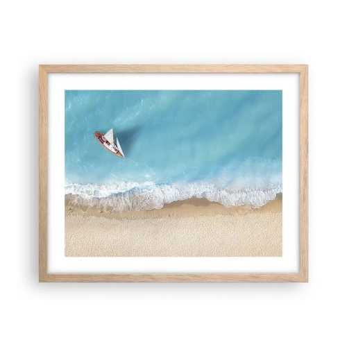 Plagát v ráme zo svetlého duba - Na hranici modrej a zlatej - 50x40 cm