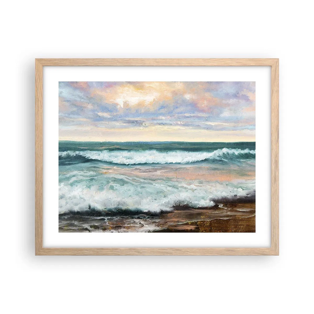 Plagát v ráme zo svetlého duba - Tu uhladíš dušu - 50x40 cm