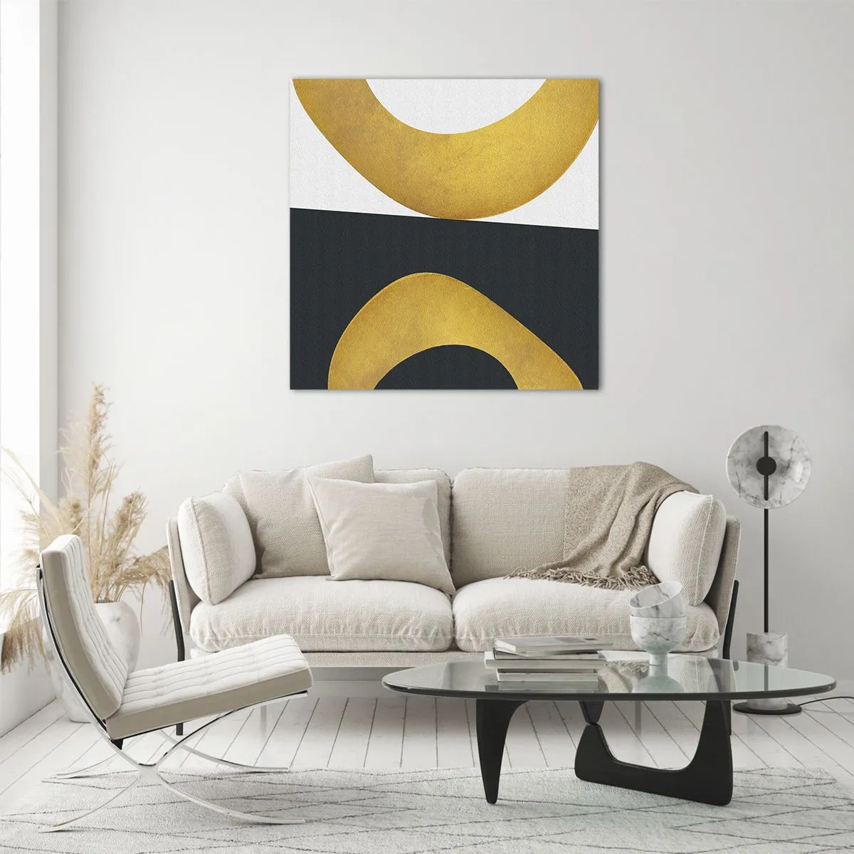 Obraz na skle - Po prvé: zlato - 70x70 cm
