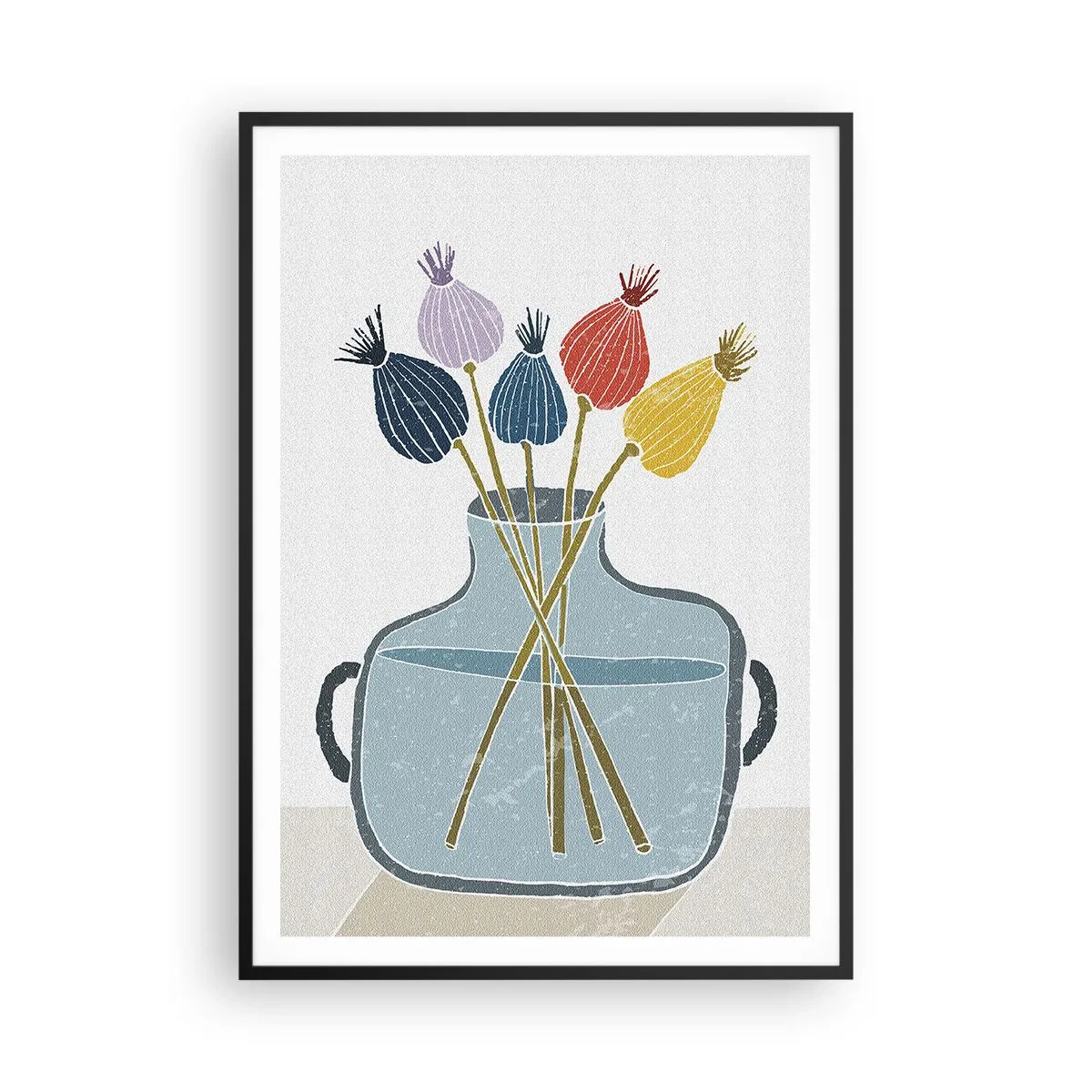 Plagát v čiernom ráme - Makové kvety - 70x100 cm