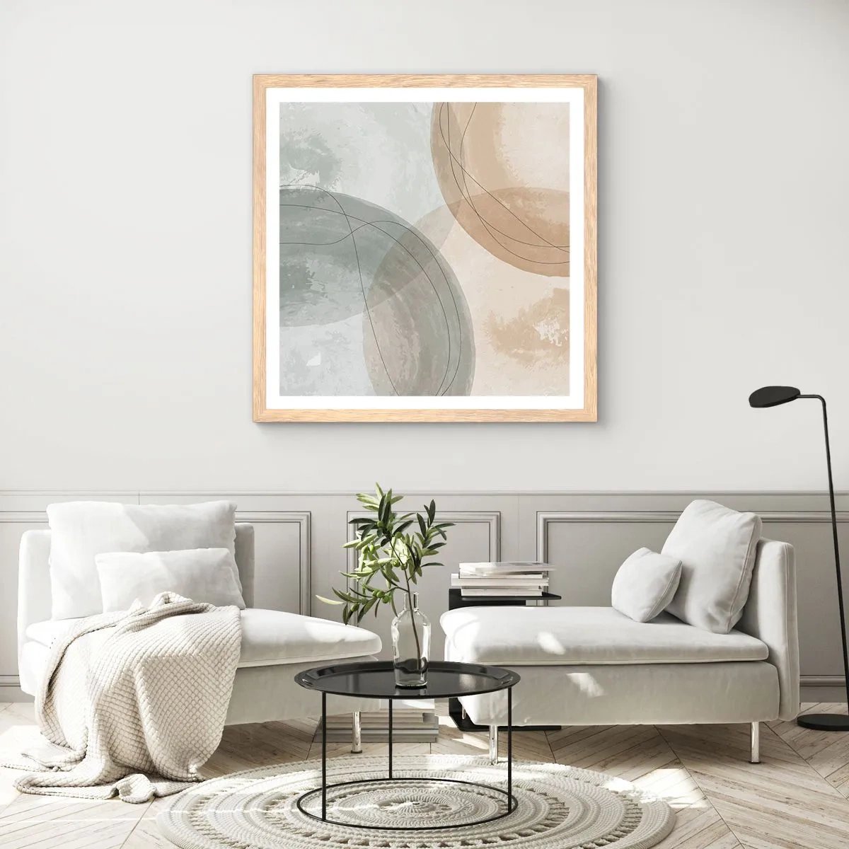 Plagát v ráme zo svetlého duba - Prenikanie svetov - 50x50 cm