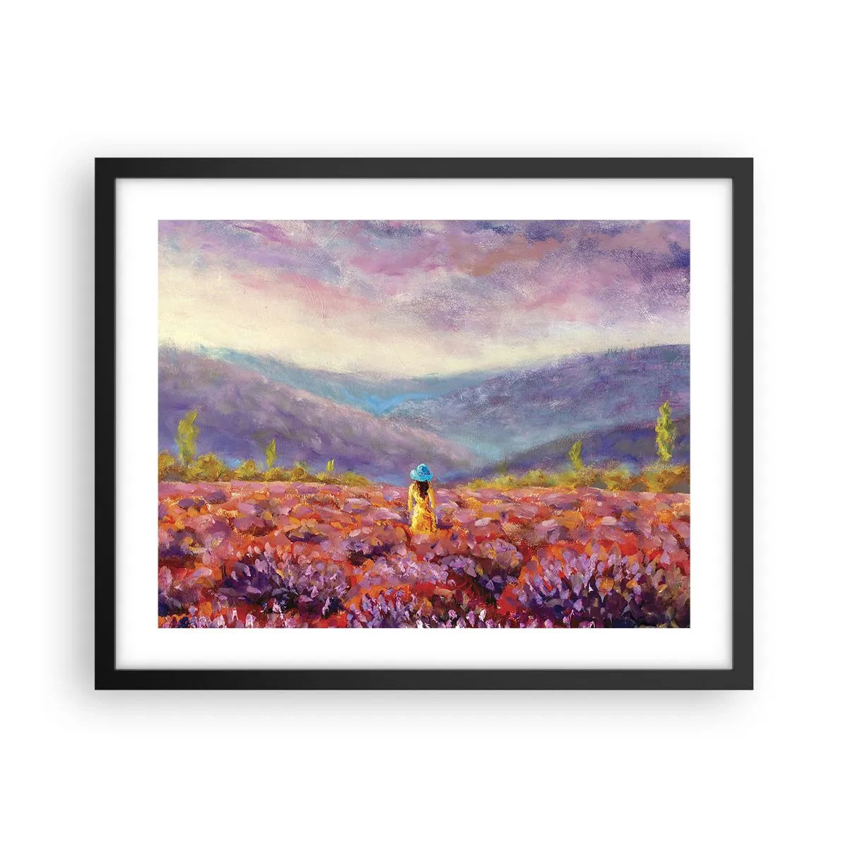 Plagát v čiernom ráme - V levanduľovom svete - 50x40 cm